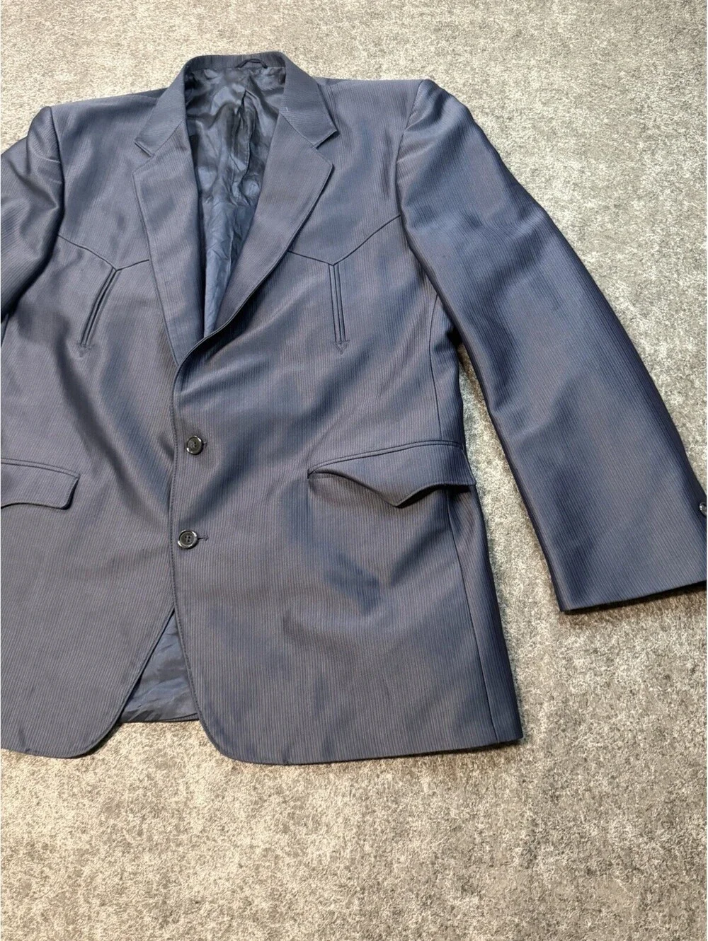 Circle S Western Sport Coat Blazer Mens 46L Blue 2 Button Cowboy USA Vintage